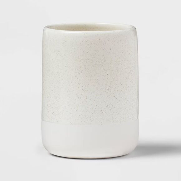 2pc Modern Coordinate Bathroom Set Ceramic Soap Dispenser and Bath Tumbler - Picture 2 of 3